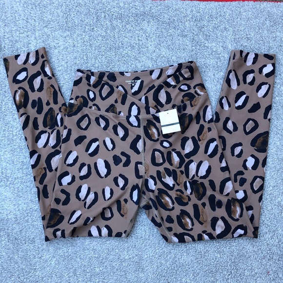 YEAR OF OURS TAN LEOPARD VERONICA LEGGINGS SZ L - Picture 2 of 7